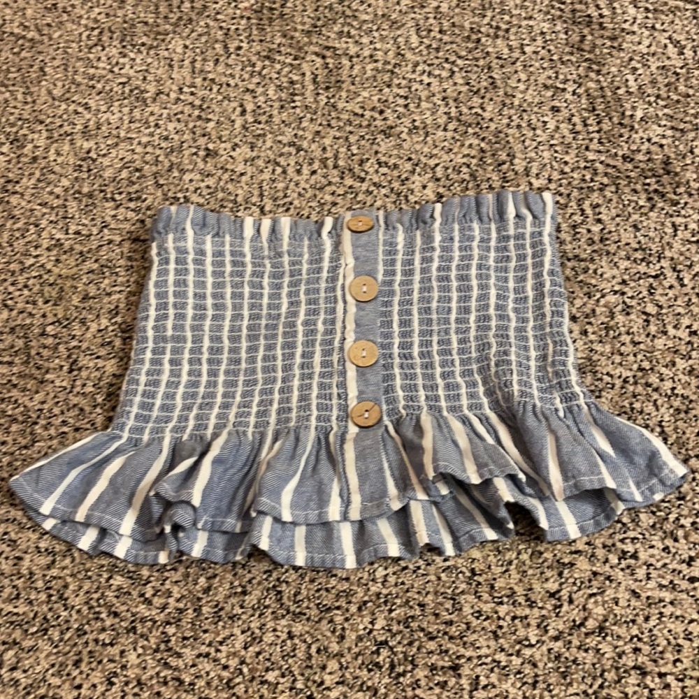 Blue and white striped tube top